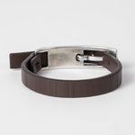 Men's Leather 'Shadow Stripe' Bracelet | Dark Brown