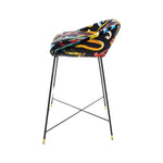Snakes Padded High Bar Stool | Seletti Wears Toiletpaper | Black