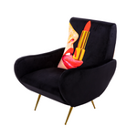 Tongue Padded Armchair | Seletti Wears Toiletpaper | Black