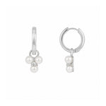 Eira Triple Pearl Hoop Earrings | Silver Plated