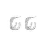 Fanny Double Hoop Earrings | Silver Plated with Cubic Zirconia