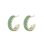 Fanny Double Ring Earrings | Gold Plated with Green CZ