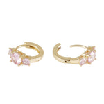 Jen Triple Pink Stone Hoop Earrings | Gold Plated