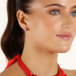 Jen Triple Stone Hoop Earrings | Gold Plated