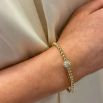 Mysk Elastic Beaded Bracelet | Gold Plated