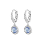 Seine Blue Oval Drop Earrings | Silver Plated with Cubic Zirconia