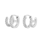 Seine Double Oval Earrings | Silver Plated with Cubic Zirconia