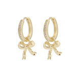Stina Bow Ring Earrings | Gold Plated with Cubic Zirconia