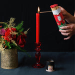 Festive Boho Taper Candle Holder | Red | 16cm