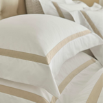 Savile Edge 220 Bed Linen | White/Taupe
