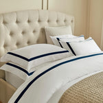 Savile Edge 220 Bed Linen | White/Navy