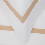 Savile Edge 220 Bed Linen | White/Taupe