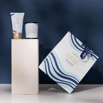 'Enjoy The Good Times' Festive Ribbon Tied Gift Bag | Candle & Body Lotion Set | Warm Amber & Tiare Flower