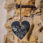 Thistle Engraved Hanging Decoration | Slate