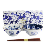 Kawaii Cat Couple Tayo Bowl & Chopsticks Set | 4 Piece
