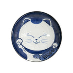 Kawaii Smiling Cat Ramen Bowl | Blue & White | 20cm
