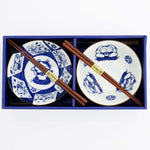 Kawaii Wise Cat Tayo Bowl & Chopsticks Set | 4 Piece