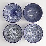 Nippon Mixed Rice Bowl Set | Blue & White | 4 Piece