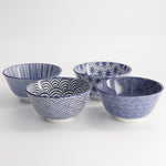Nippon Mixed Rice Bowl Set | Blue & White | 4 Piece