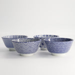 Nippon Mixed Rice Bowl Set | Blue & White | 4 Piece