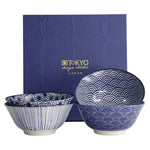 Nippon Mixed Tayo Bowl Set | Blue & White | 4 Piece