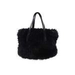 Women's Constellation Faux Fur Handbag with Crossbody Handle | Black | Small