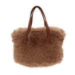Women's Constellation Faux Fur Handbag with Crossbody Strap | Taupe | Small