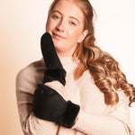 Women's Constellation Faux Sheepskin Mittens | Black
