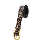 Women's Constellation Vegan Leather Belt with Brass Buckle | Animal Print