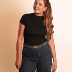 Women's Constellation Vegan Leather Belt with Brass Buckle | Animal Print