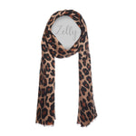 Women's Midweight Leopard Print Scarf | Brown