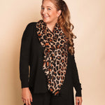 Women's Midweight Leopard Print Scarf | Brown