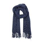 Women's Winter Leopard Print Scarf | Navy