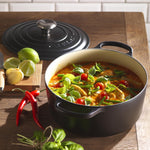 Round Cast Iron Casserole Dish | Satin Black | 22cm