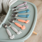 Deer Friends Easy-Grip Spoon & Fork Set | Blue