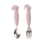 Deer Friends Easy-Grip Spoon & Fork Set | Powder Pink