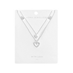 Lila Heart Layered Necklace | Silver Plated