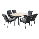 Monza 6 Seat Set with Highback Armchairs & 3m Parasol