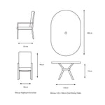 Monza 6 Seat Set with Highback Armchairs & 3m Parasol