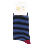 Men's Striped Socks | Bamboo | Blue, Black & Burgundy