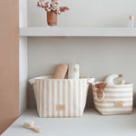 Django Toy Basket | Taupe Stripes | 22x23x23cm