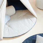 Fluffy Round Playmat | Blue Stripes | 110cm