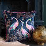 Dancing Cranes Cushion | Midnight Blue | 50x50cm