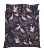 Dancing Cranes Duvet Cover & Pillowcase Set | Midnight