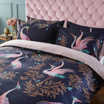 Dancing Cranes Duvet Cover & Pillowcase Set | Midnight