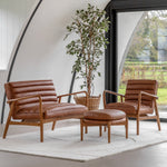 Datsun Leather Mid-Century Modern 2 Seat Sofa | Vintage Brown