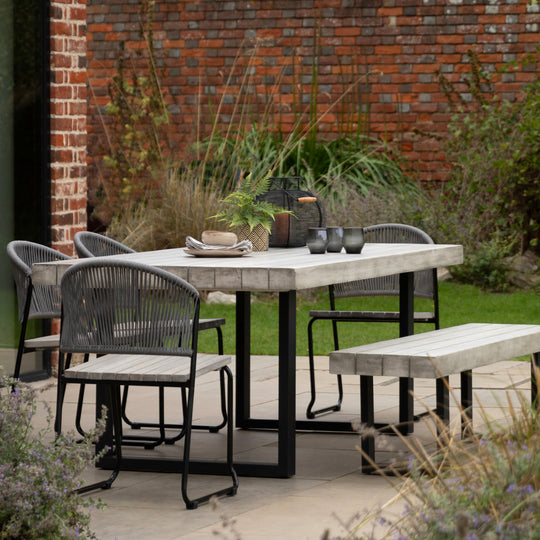 Outdoor Taranto 6 Seater Dining Table | Black & Grey