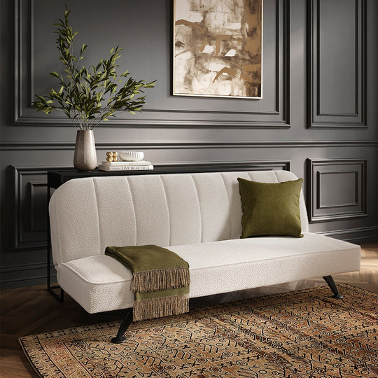 Burlington Boucle Sofa Bed | Ivory/Matte Black
