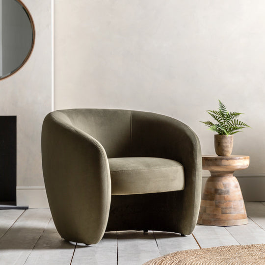 Curvo Retro Armchair | Moss Green