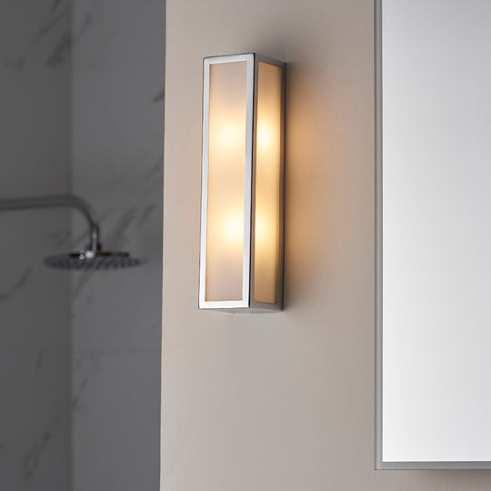 Newham Double Bathroom Wall Light | Chrome/Frosted